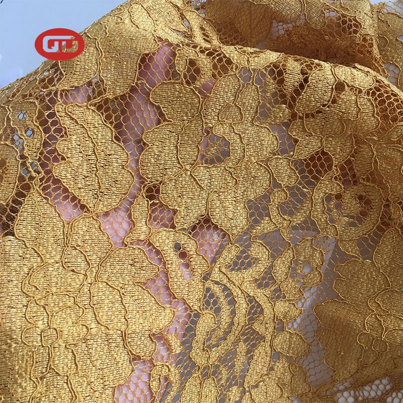 Factory wholesale Cheap Fancy Flower 100% polyester Cord Lace Fabric Glitter for Women's gament