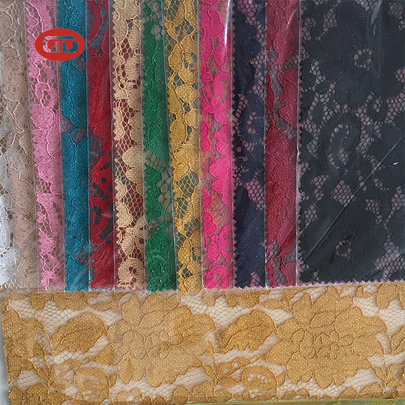 Factory wholesale Cheap Fancy Flower 100% polyester Cord Lace Fabric Glitter for Women's gament
