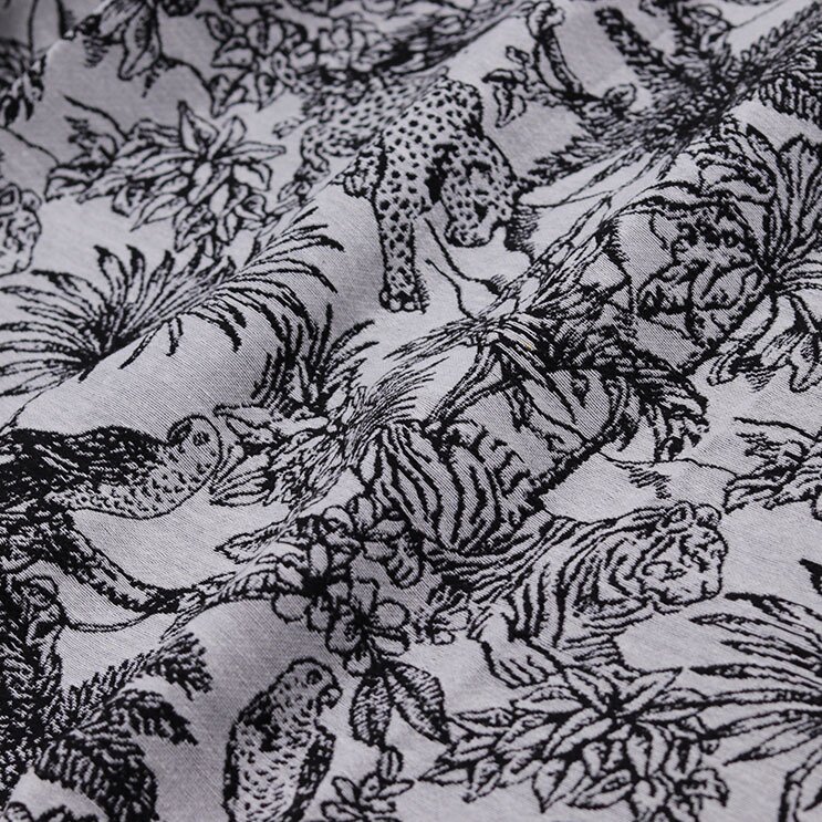 Black And White Jungle Animal Embroidery Jacquard Fabric Garment Fabric Thick Bag Hat Fabric