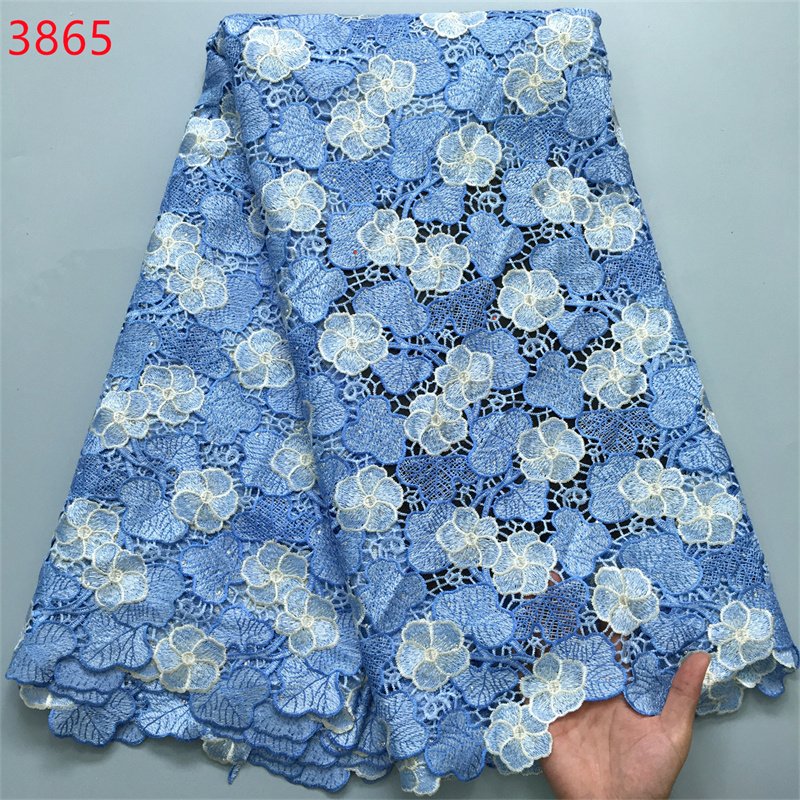 3865 The Latest Popular Bicolor Guipure Lace Stones Lace 2024 African Nigerian Water Soluble Lace For DIY Sewing Party Dress
