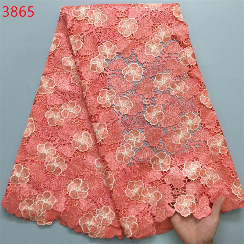 3865 The Latest Popular Bicolor Guipure Lace Stones Lace 2024 African Nigerian Water Soluble Lace For DIY Sewing Party Dress