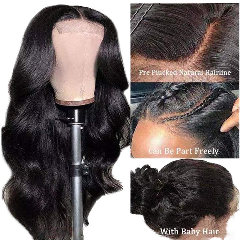 Wholesale Raw Brazilian Virgin Hair Body Wave Lace Front Wigs Glueless HD Lace Frontal Wig for Black Women Color Transparent