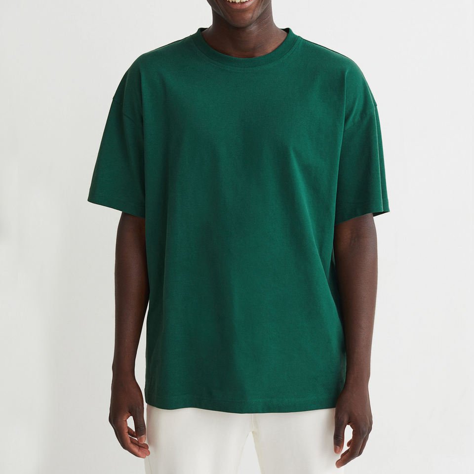 Custom Summer Basic Heavy Tees Plus Size Men's Thick 100% Cotton Boxy t shirt Knitted Rib Collar Drop Shoulder Oversized tshirts