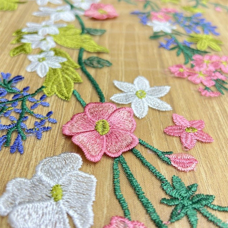 Luxury polyester fabric New floral mesh 3D three-dimensional cloth embroidery fabric women's wedding dress sequin fabric