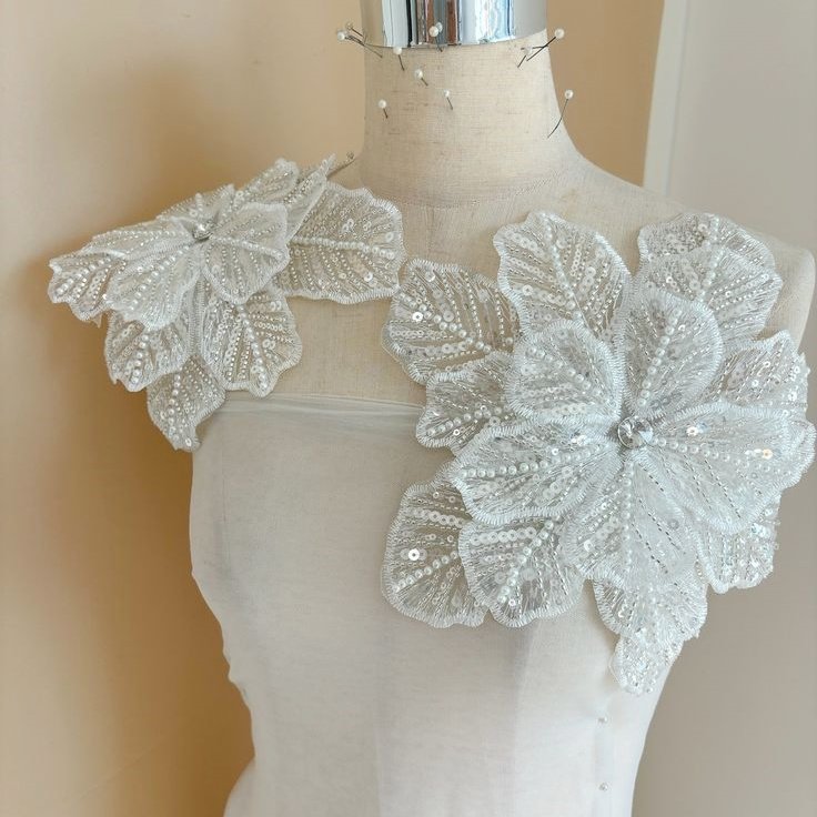 affinity design custom lace stickers decals handmade 3D flower bridal rhinestone bodice applique sew on patches
