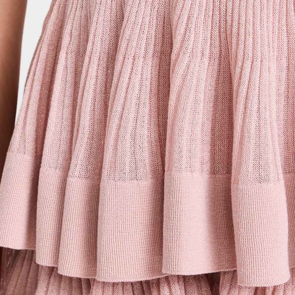 Knitwear Manufacturer Custom Spring Summer Autumn Winter Casual Sleeveless Round Neck Skater Ruffled Knit Mini Dress
