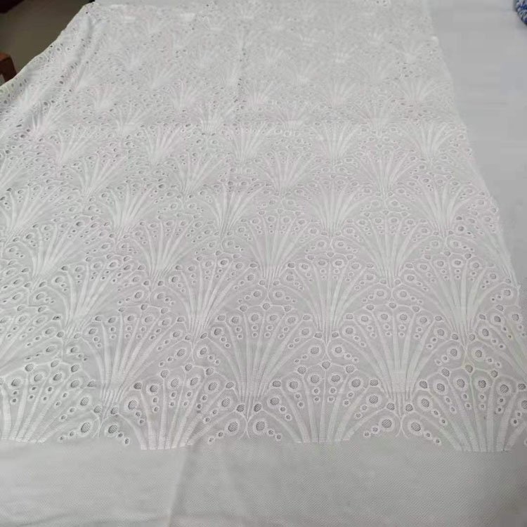 Customized fashionable design breathable 100%polyester chiffon eyelet embroidery fabric