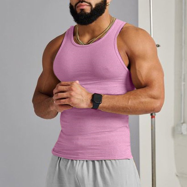 Summer Men's Sports Tank top U-neck Quick-Drying Shaped Tank Top Men's Ribbed Fabric Tank Top Outdoor Fitness Sleeveless