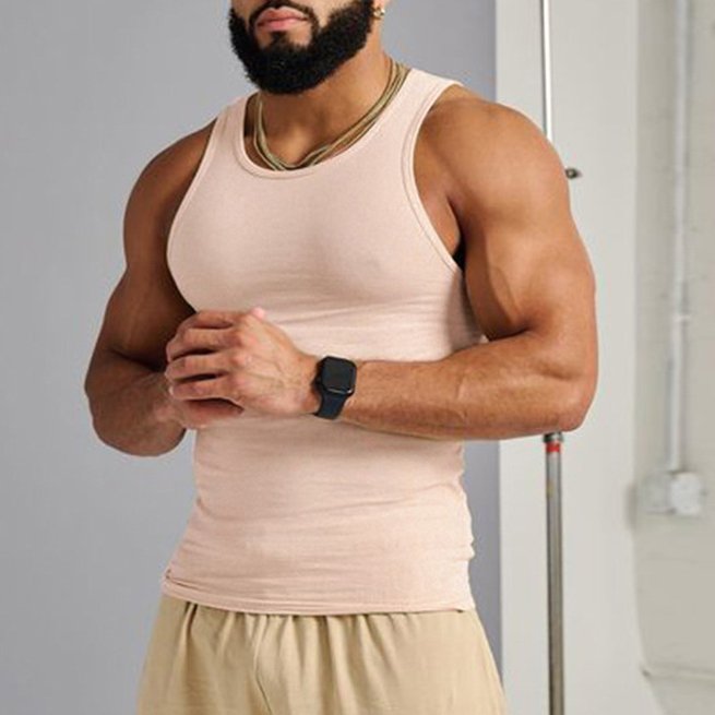Summer Men's Sports Tank top U-neck Quick-Drying Shaped Tank Top Men's Ribbed Fabric Tank Top Outdoor Fitness Sleeveless
