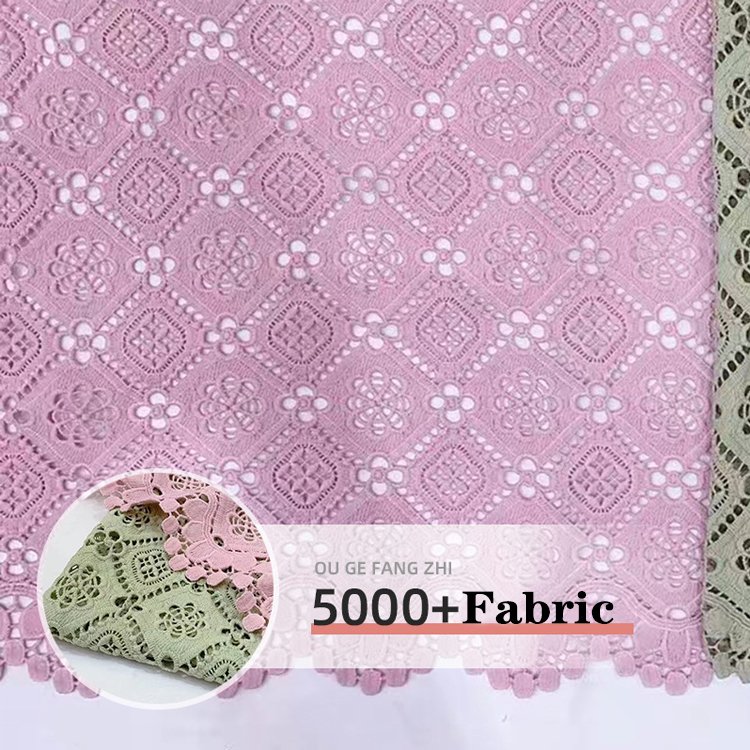 Wholesale embroidery fabric High quality green guipure embroidery fabric dress wedding dress cheongsam lace fabric