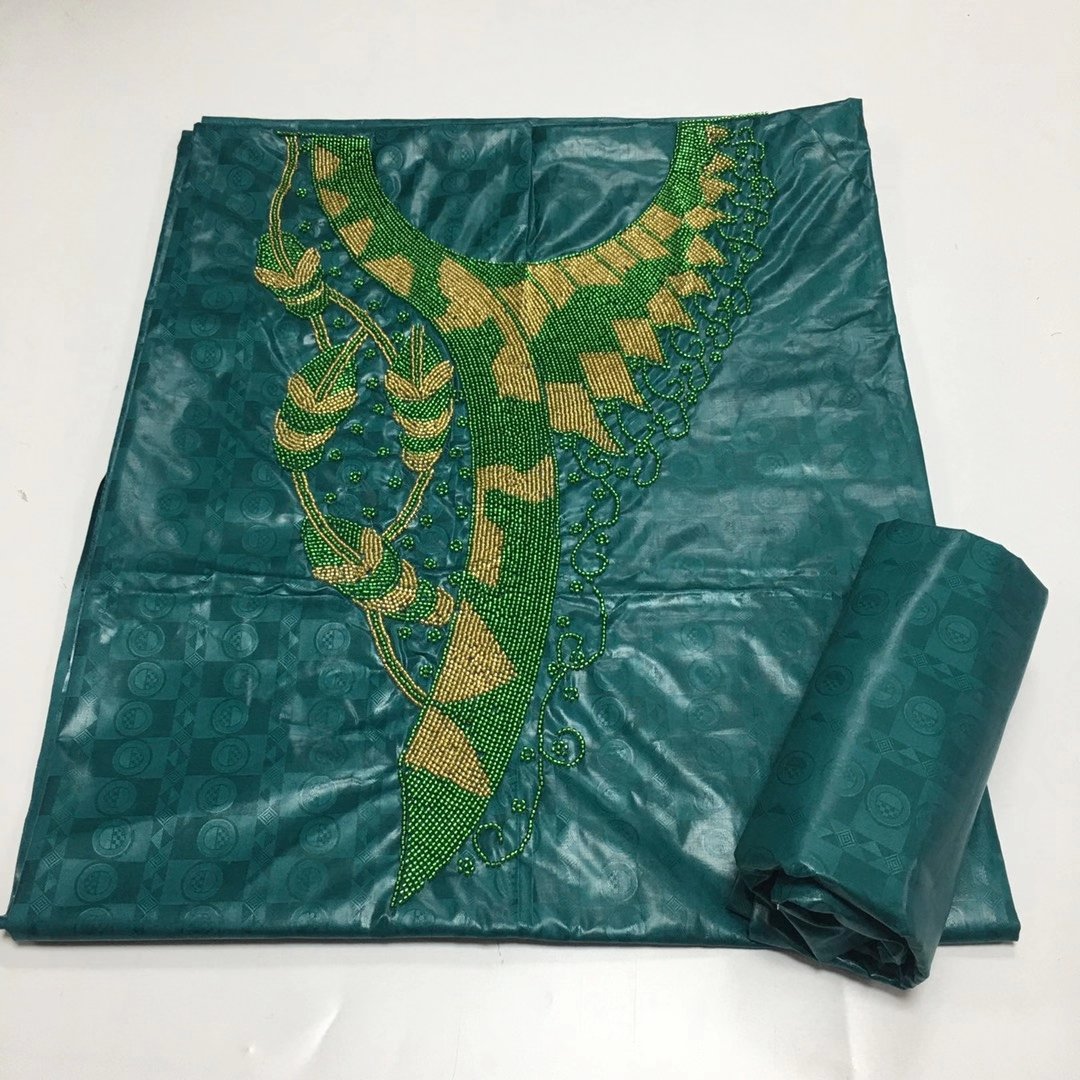 High quality bazin 5yards+neckband 100% cotton bazin riche