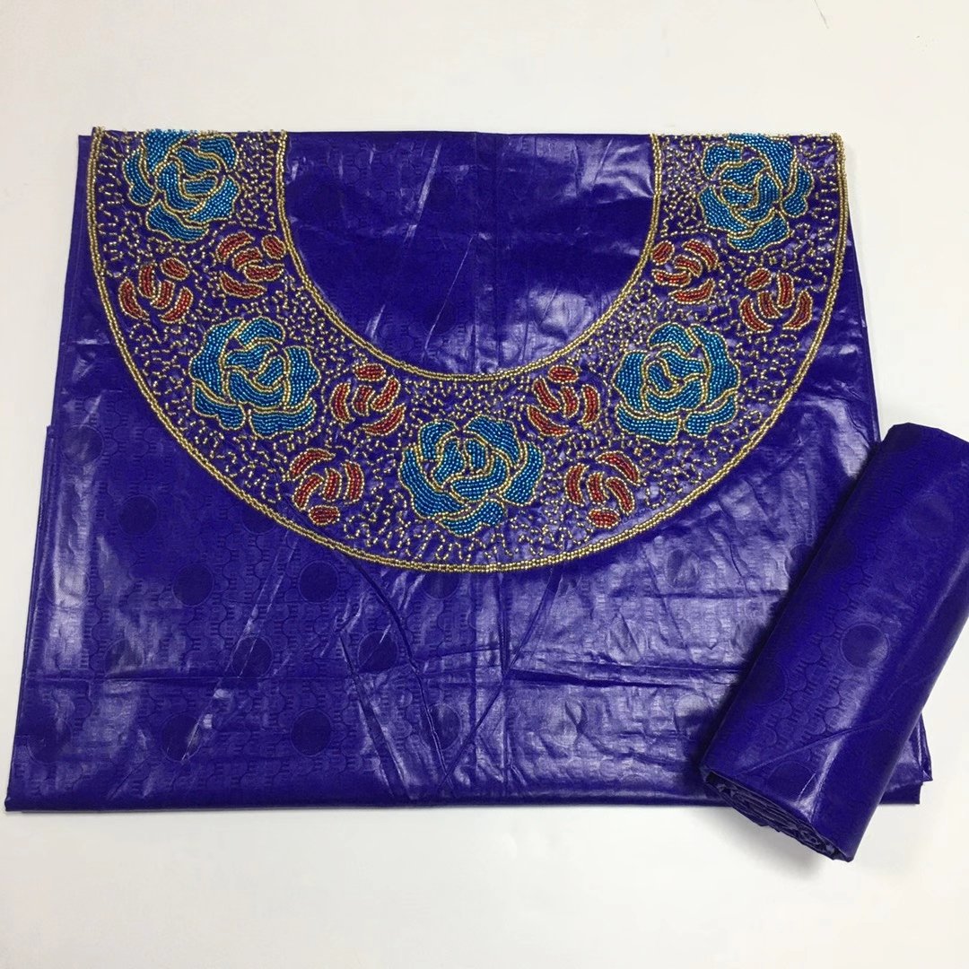 High quality bazin 5yards+neckband 100% cotton bazin riche