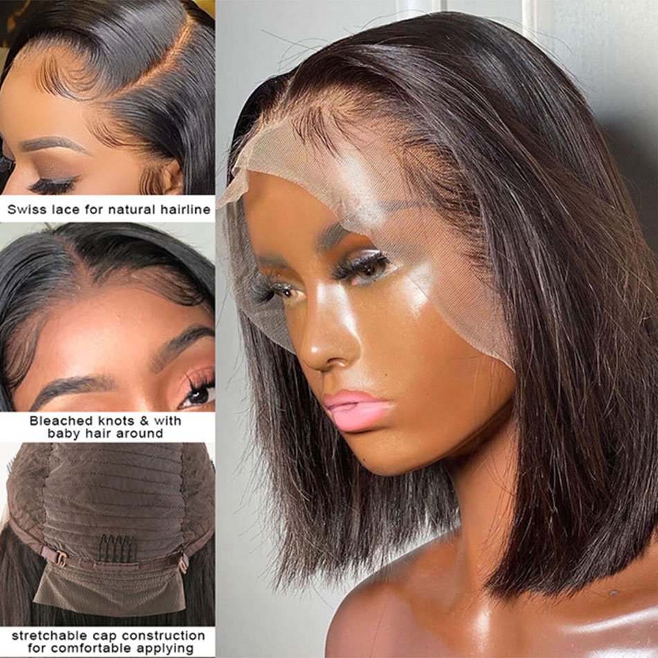 Wholesale Perruque Short Bob Wigs Human Hair Lace Front Wig For Black Women Cheap Bone Straight Hd Lace Frontal Wigs Human Hair