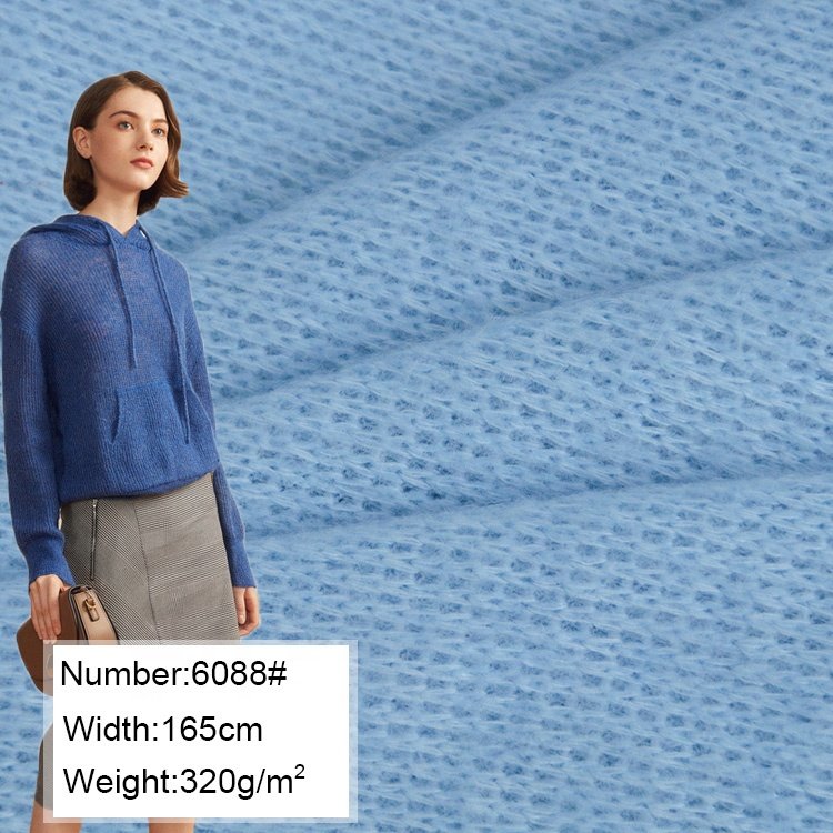 6088# 97%polyester 3%spandex french rib knit thick needle for coats sweaters fashion 320g heavy weight polyester rib knit fabric