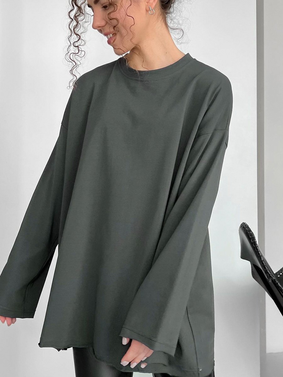 Custom Logo Women Cotton High Quality Vintage Long Sleeve T-Shirt Oversized Fit T-Shirt