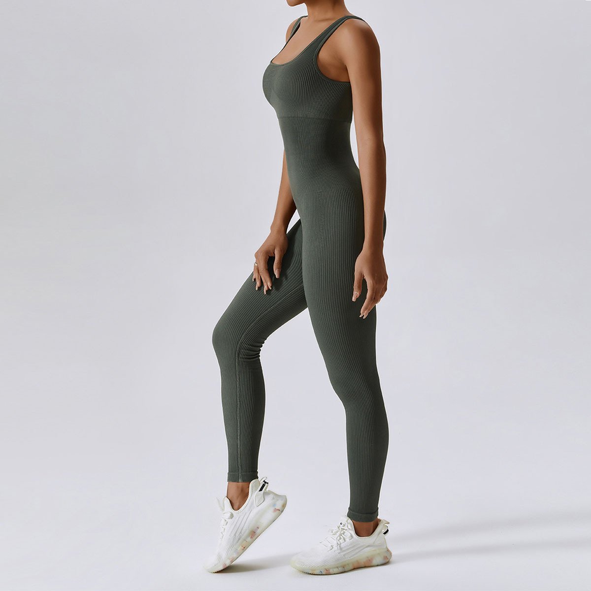 Women's Yoga Ribbed Rompers Sleeveless Fitness Bodysuit Women Exercise One Piece Yoga Jumpsuits