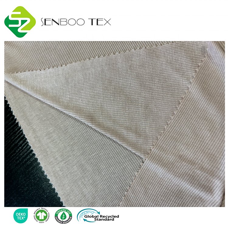 Certificate 100% Bamboo Organic Knit Fabric 2*2 Ribbed Light Weight Fabric