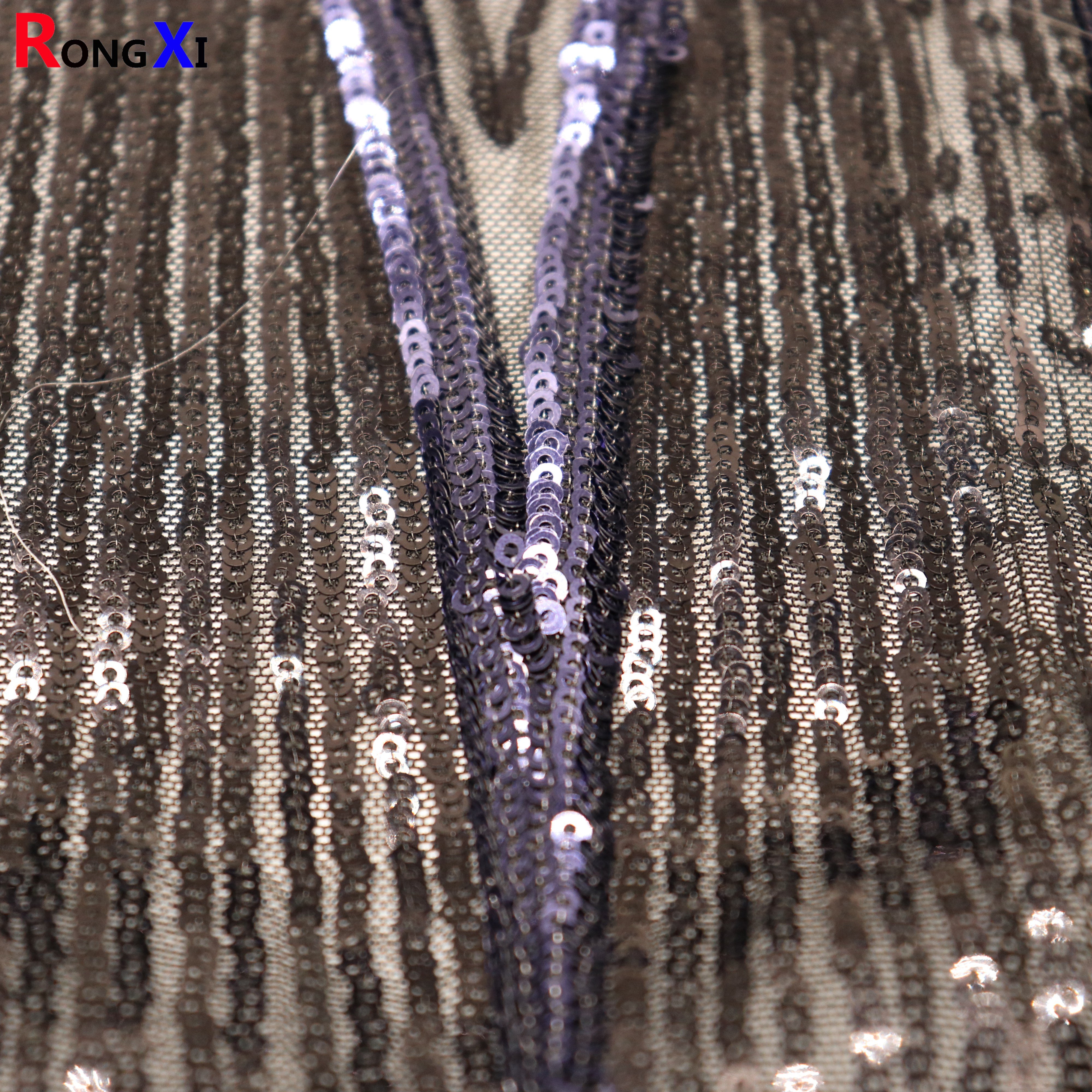 RXF1730 Spot wholesale 3mm new lace mesh embroidered sequin fabric for wedding evening dress