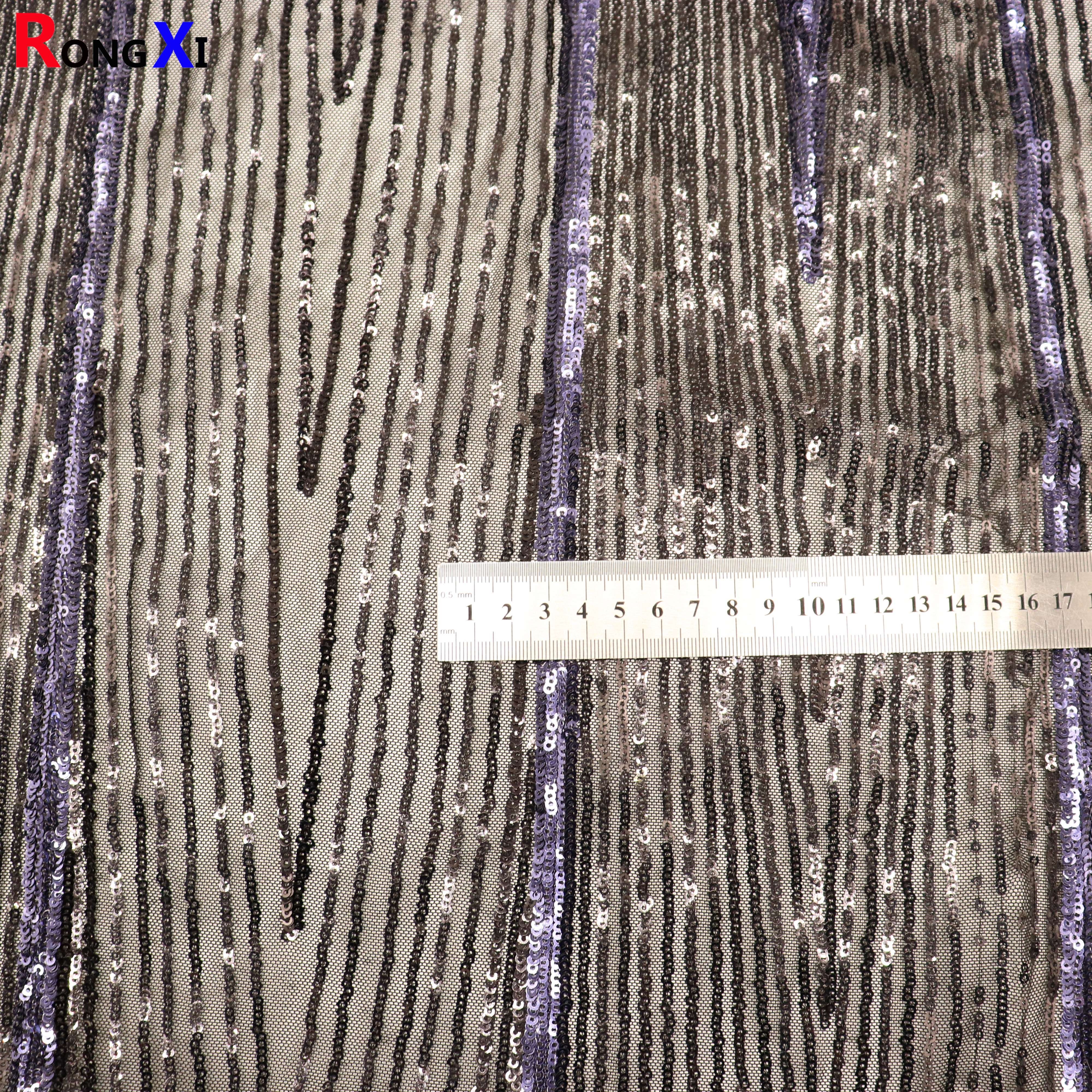 RXF1730 Spot wholesale 3mm new lace mesh embroidered sequin fabric for wedding evening dress