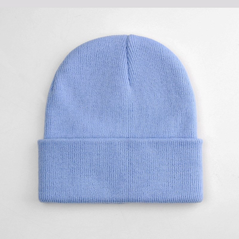 Winter Cuff Beanie Hat Multicolor Skull Cap Custom Logo Color Ribbed Solid Knit Hat Blank Knit Beanie for Men Women