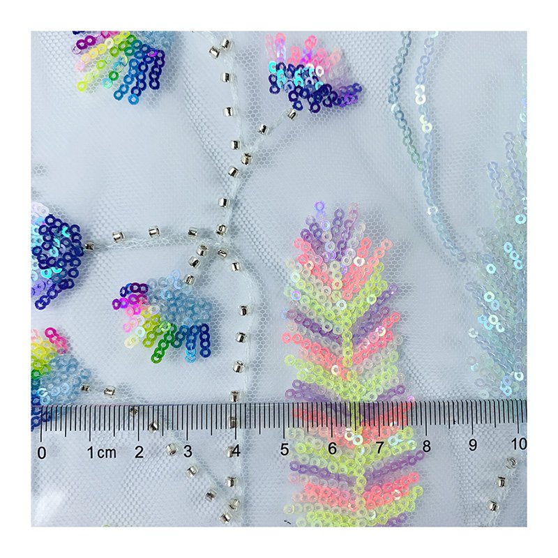 Mesh cloth multi - color embroidery piece sequins embroidered fabric sequins for dress