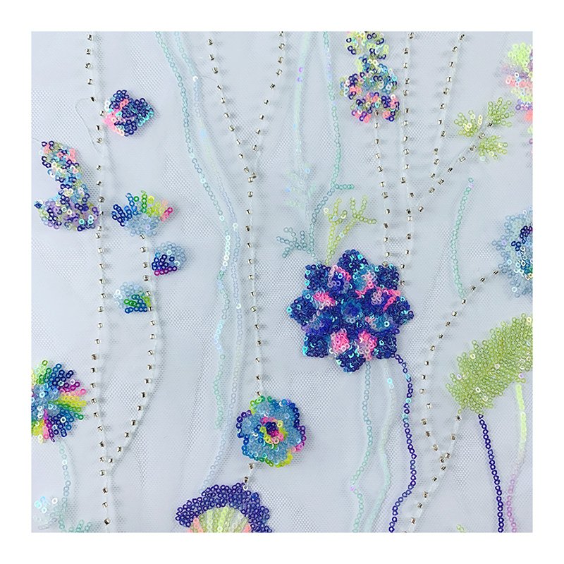 Mesh cloth multi - color embroidery piece sequins embroidered fabric sequins for dress