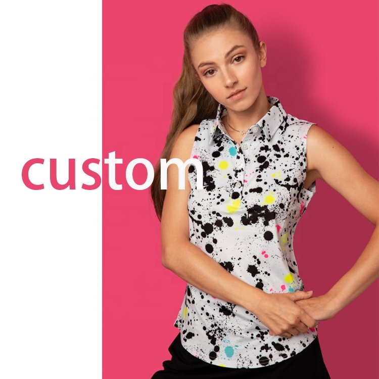 2022 Hot Sale Custom Lightweight Polyester Spandex Fabric Women Sleeveless Breathable Golf Polo Shirt