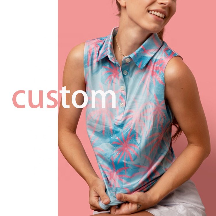 2022 Hot Sale Custom Lightweight Polyester Spandex Fabric Women Sleeveless Breathable Golf Polo Shirt