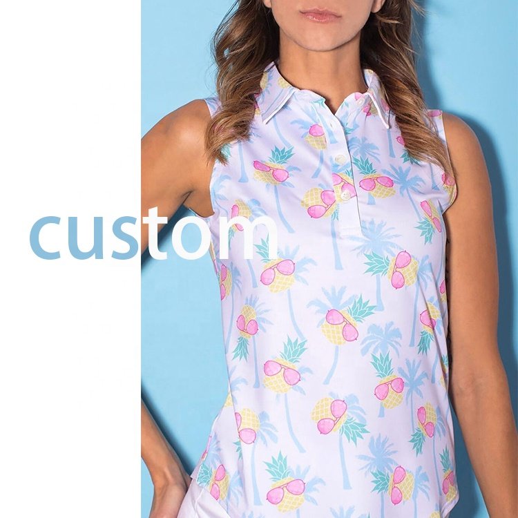 2022 Hot Sale Custom Lightweight Polyester Spandex Fabric Women Sleeveless Breathable Golf Polo Shirt
