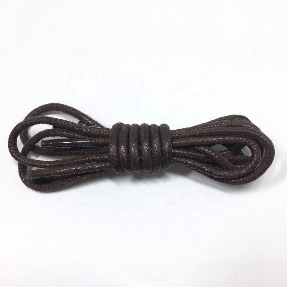 Wholesale leather shoes use many available colors custom long round white waxed shoe laces