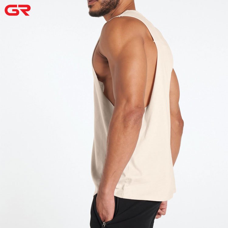 High Quality Men Regular Fit Cotton Tank Top Custom Logo Singlet Fitness Sweat Wick Raw Hem Men Cut Off Tank Top