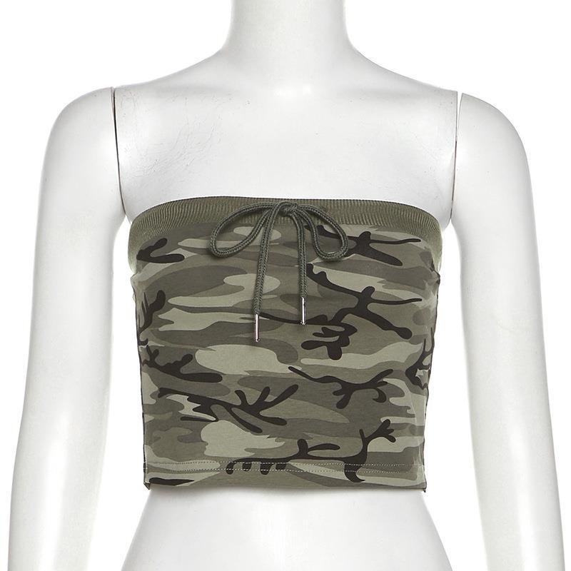 Summer New Women's Fashion Hot Girl Sexy All-Match Tank-Top Women's Lace-Up Tube Vest Short Length Halter Collar Backless