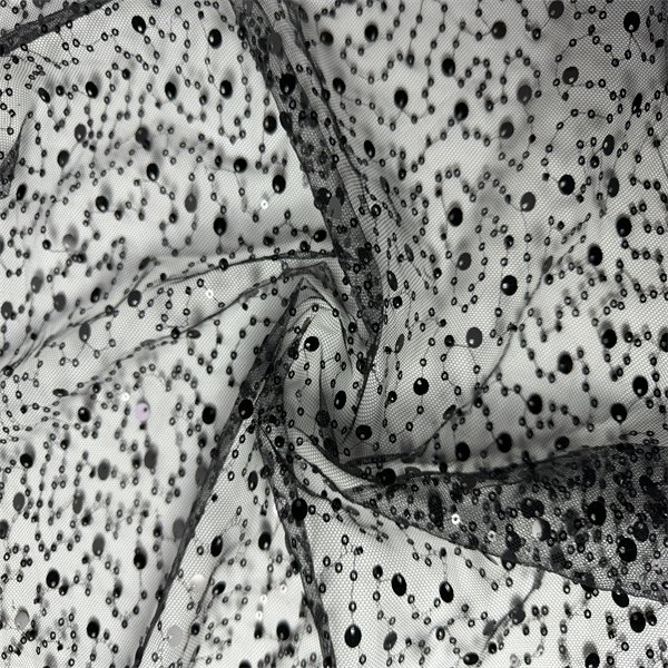 Handmade Sequin Embroidered Bead Net Lace Fabric White Sequin Fabric Tulle Mesh Embroidery Fabric For Women Dress