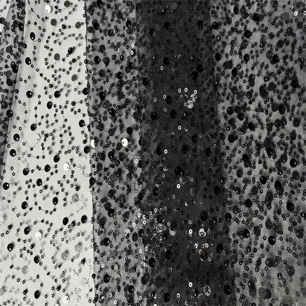 Handmade Sequin Embroidered Bead Net Lace Fabric White Sequin Fabric Tulle Mesh Embroidery Fabric For Women Dress