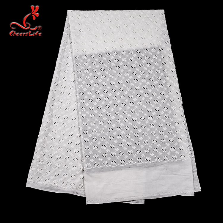100% Cotton Eyelet Embroidery Lace Fabric factory manufacturer border lace fabric embroidery For Dresses Women Lady Clothing