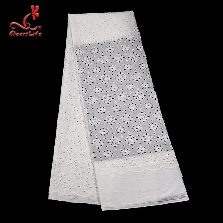 100% Cotton Eyelet Embroidery Lace Fabric factory manufacturer border lace fabric embroidery For Dresses Women Lady Clothing