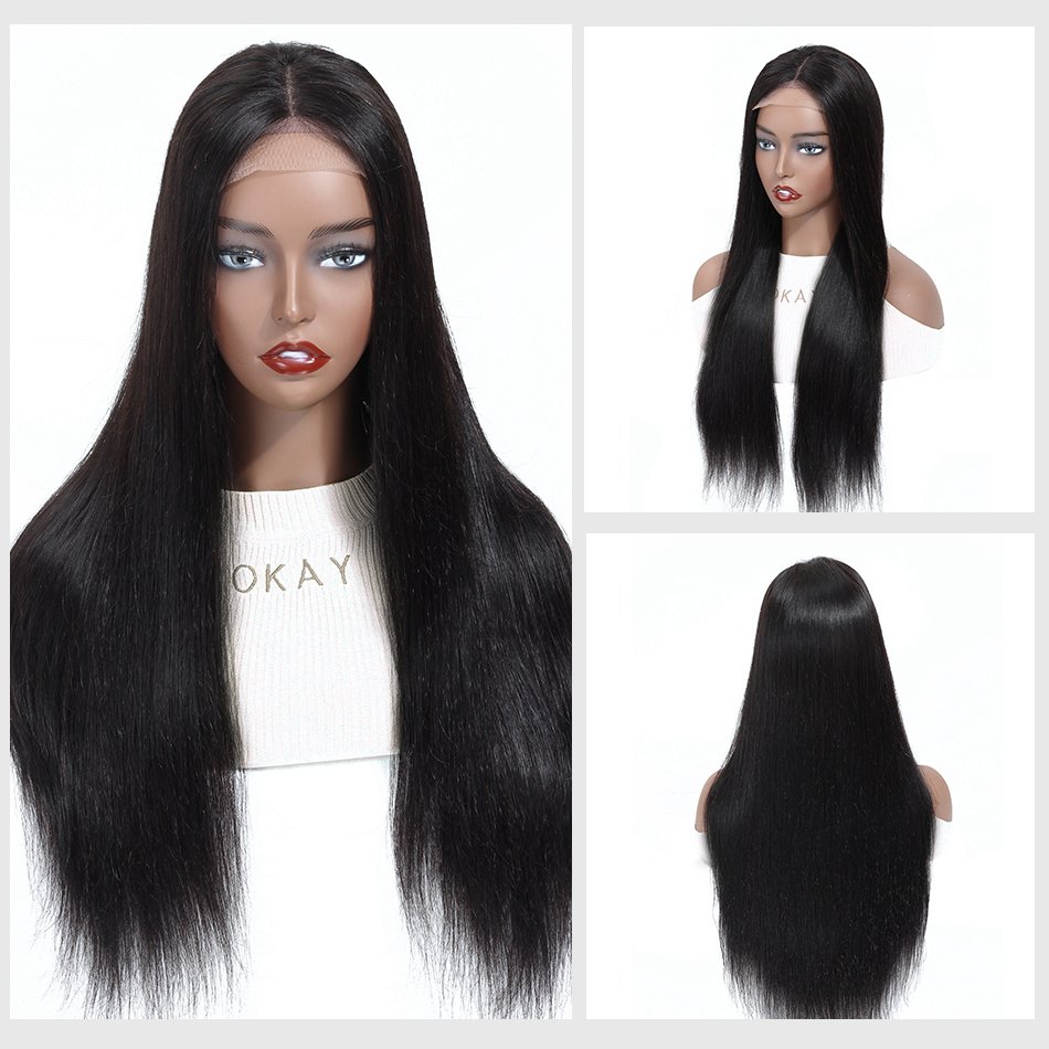 Mink Brazilian 4X4 Lace Closure Wig Cuticle Aligned Human Hair Factory Supplier Straight Remy Human Hair Lace Wig Pre Plucked