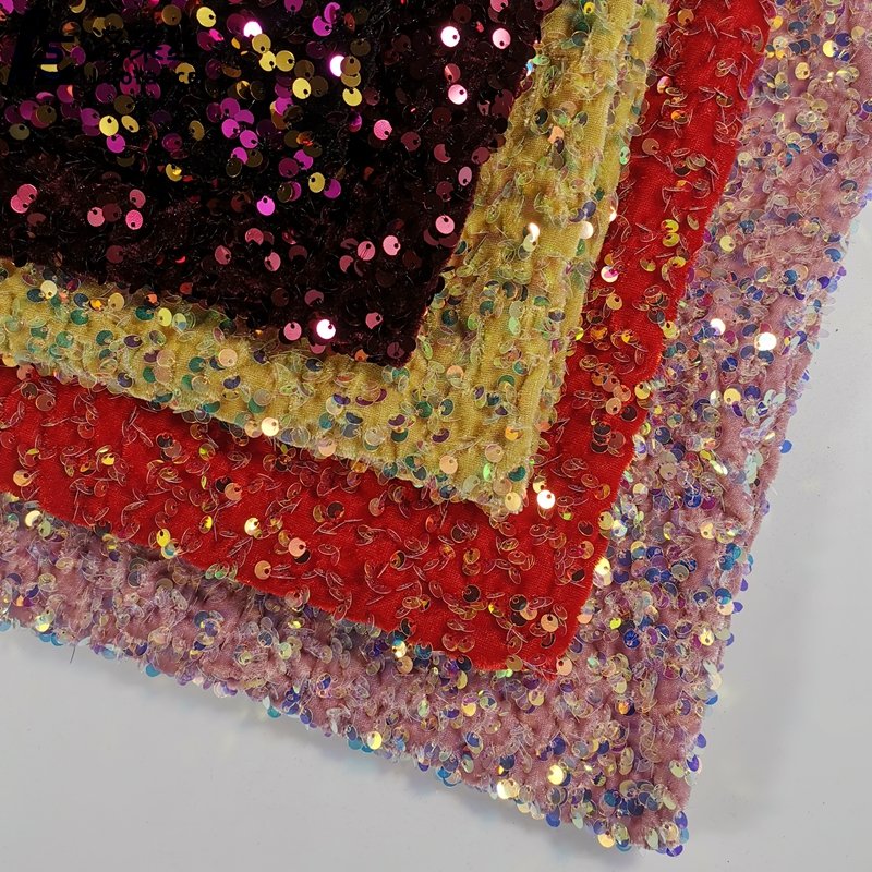 shiny blue sequin embroidery velvet fabric