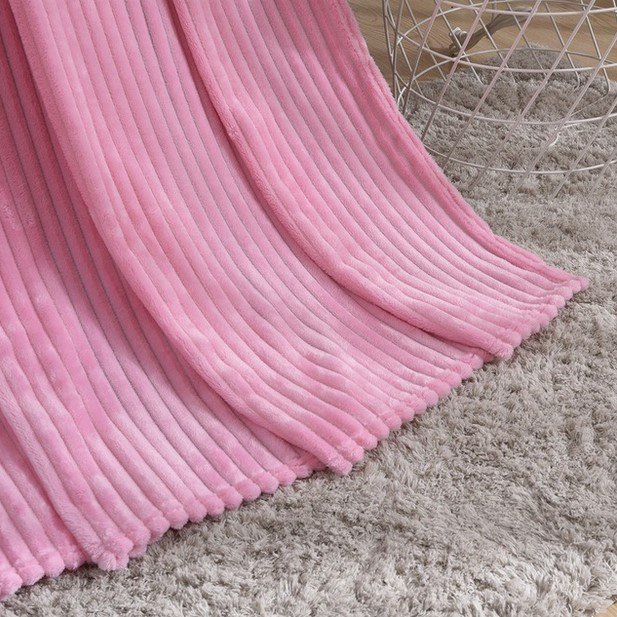 Hot Sale Super Soft 3D Striped Rib Flannel Fleece Throw Blanket For Home Bed Sofa Office