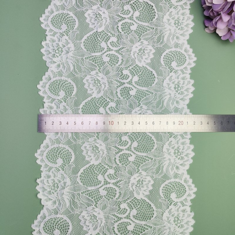 Hot Sale Embroidery Fabric Nylon Spandex Lace Wide Knitted Nylon Elastic Lace Edge