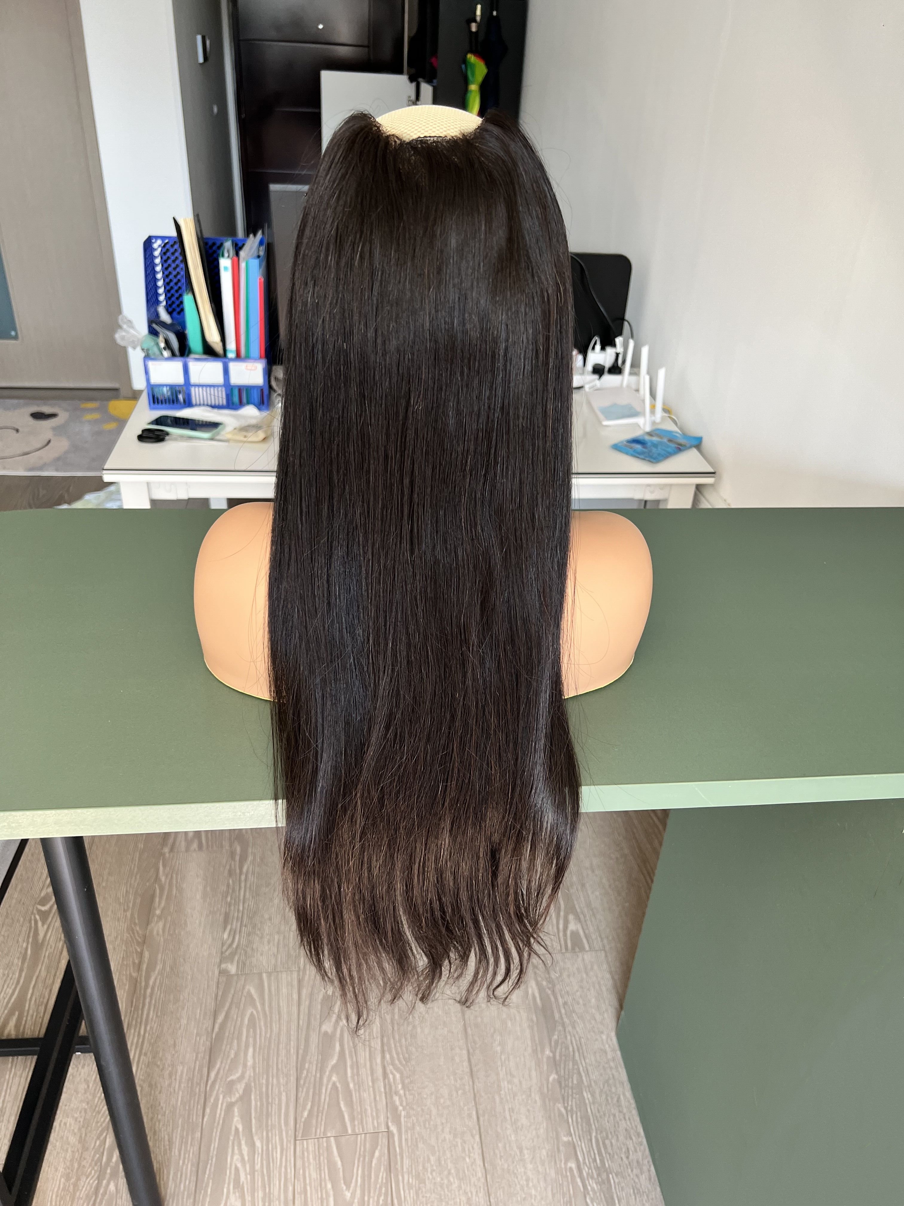 New Design Factory Price Clip In Human Hair Extension Virgin Hair U Part Full Head Lace Clip In Half Wig