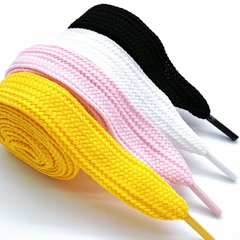 Fashionable Colorful 20mm Thick Wide Cotton Polyester Shoelaces For Sneakers Fashion 2cm Extra Wide Shoe Laces