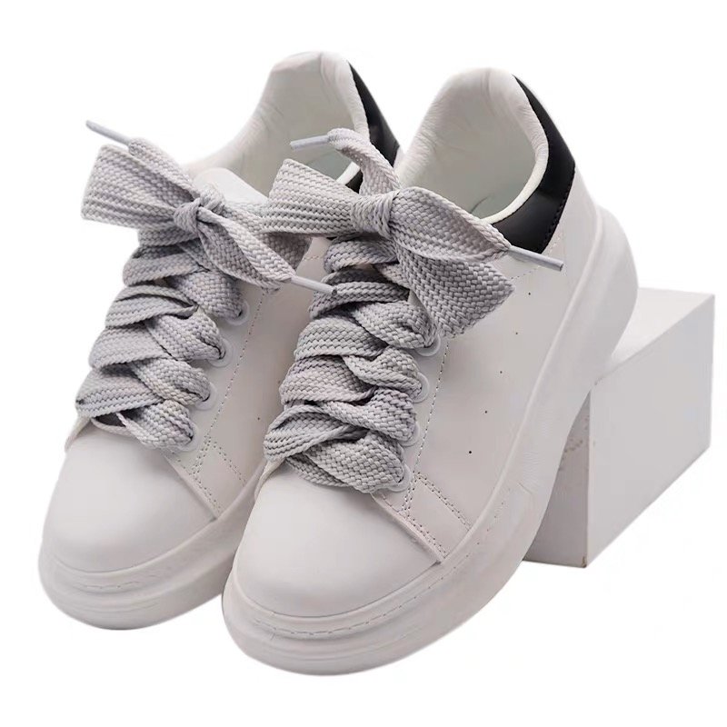 Fashionable Colorful 20mm Thick Wide Cotton Polyester Shoelaces For Sneakers Fashion 2cm Extra Wide Shoe Laces