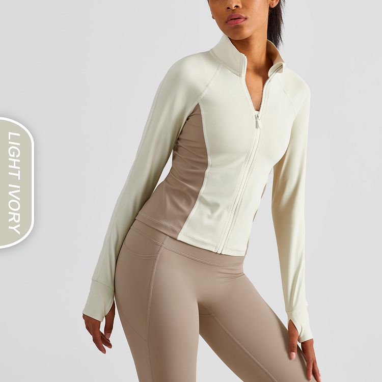 New Fashion Design Custom Logo Long Sleeve Women Nylon Sport Jacket Gym Light Zipper Casual Sport Jacket For Women