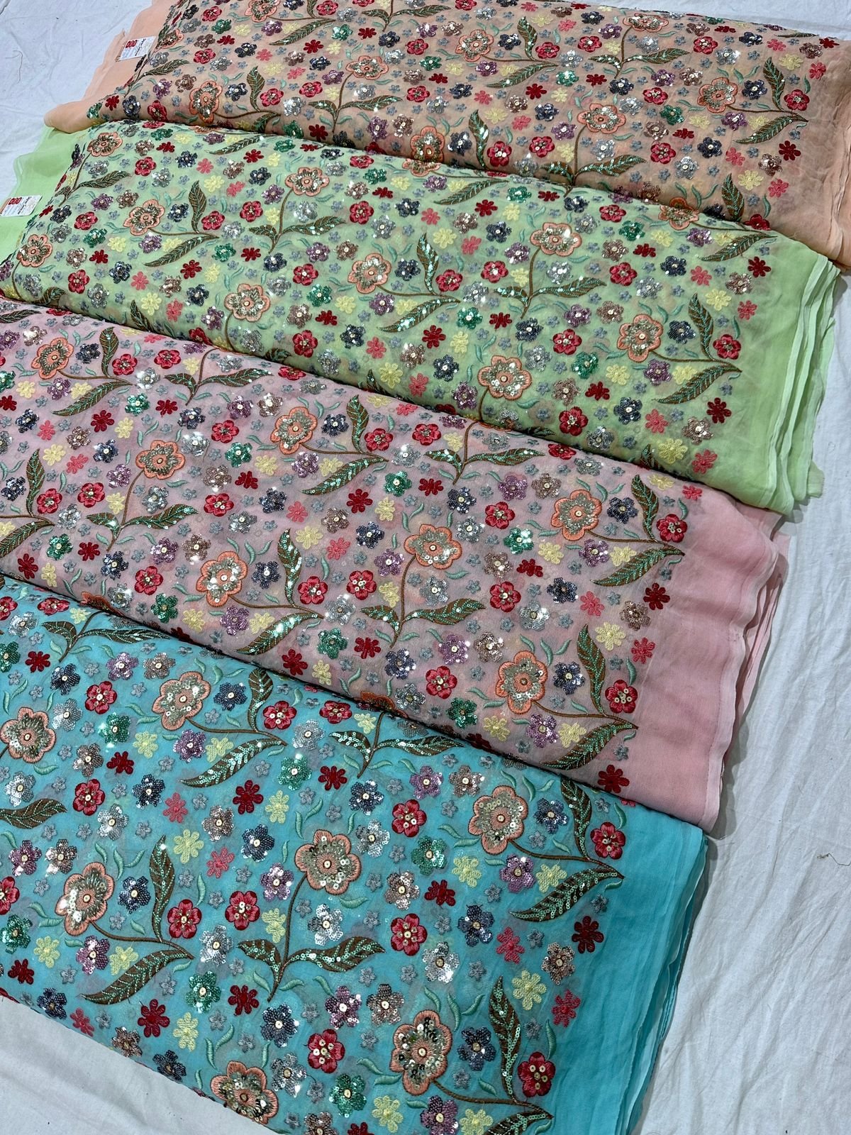 High on Demand Embroidery Georgette Fabric for Wedding and Party Dress from Indian Exporter at Affordable Price