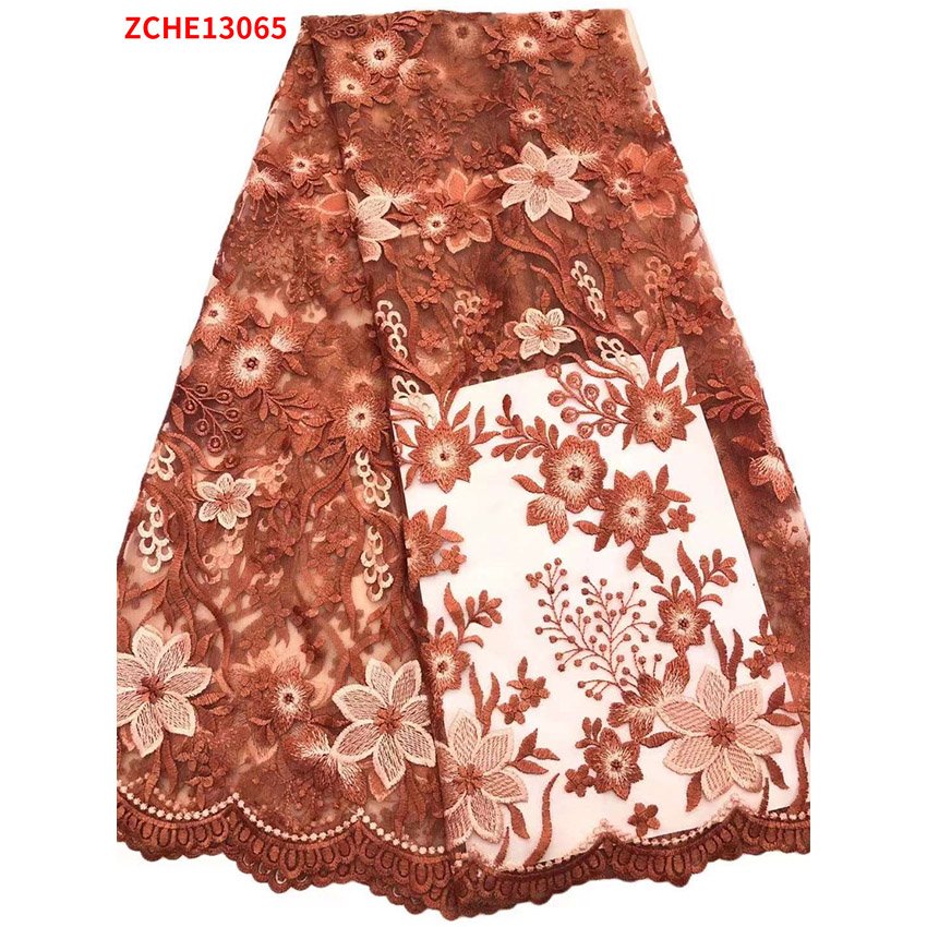 purple fabric african 3d floral Mesh Clothes rose embroidered tulle pattern jacquard dress party lace fabric