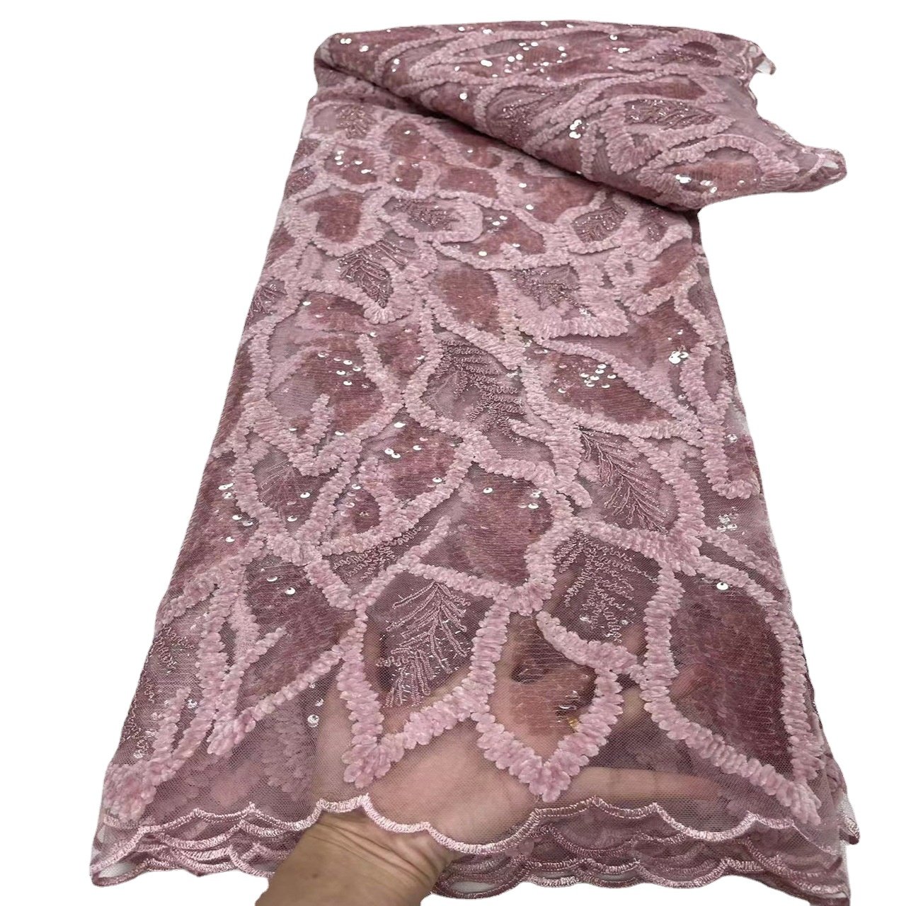 African Embroidery Sequins Mesh Beaded lace High Quality Beaded Lace French Sequin Lace Fabric For Party Dress