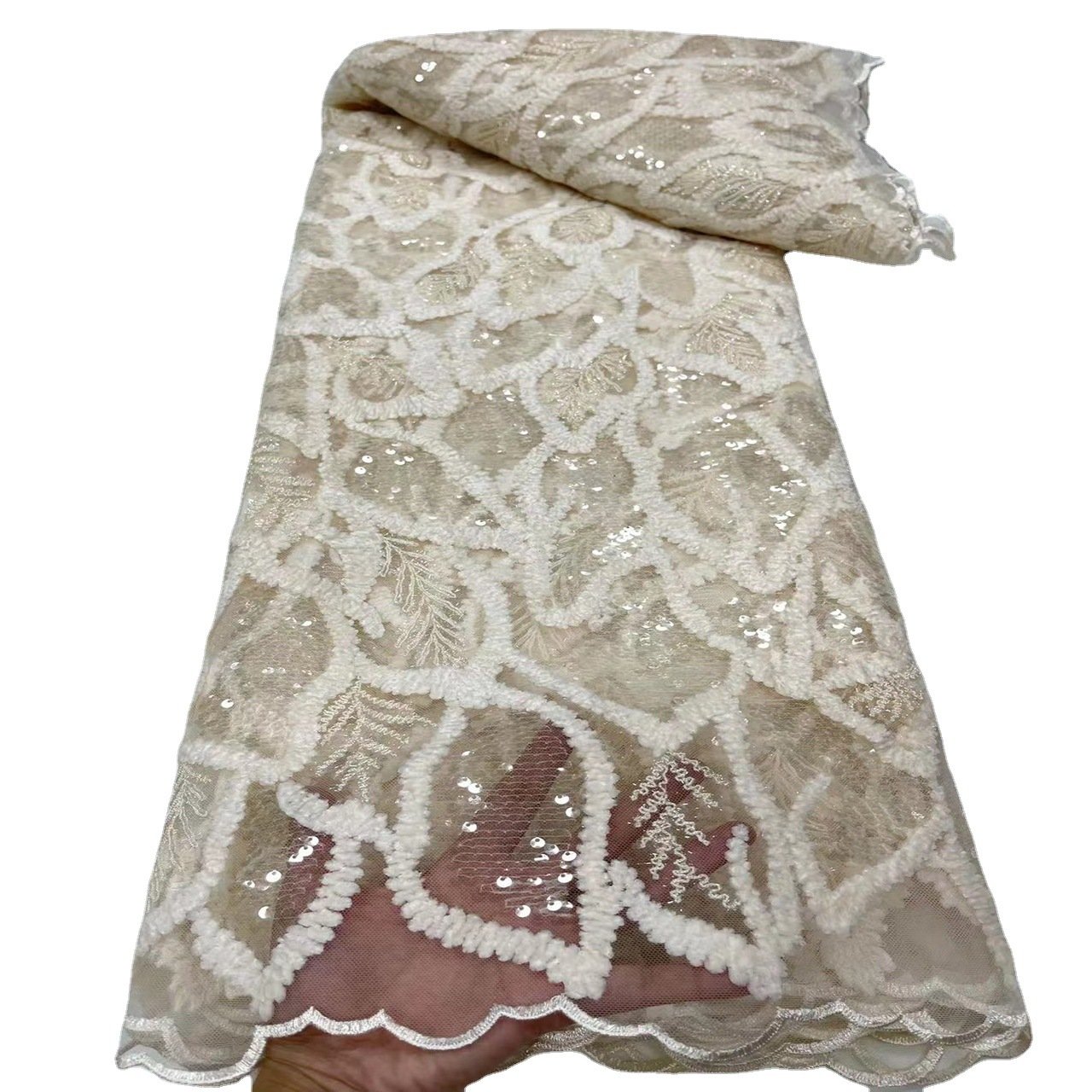 African Embroidery Sequins Mesh Beaded lace High Quality Beaded Lace French Sequin Lace Fabric For Party Dress
