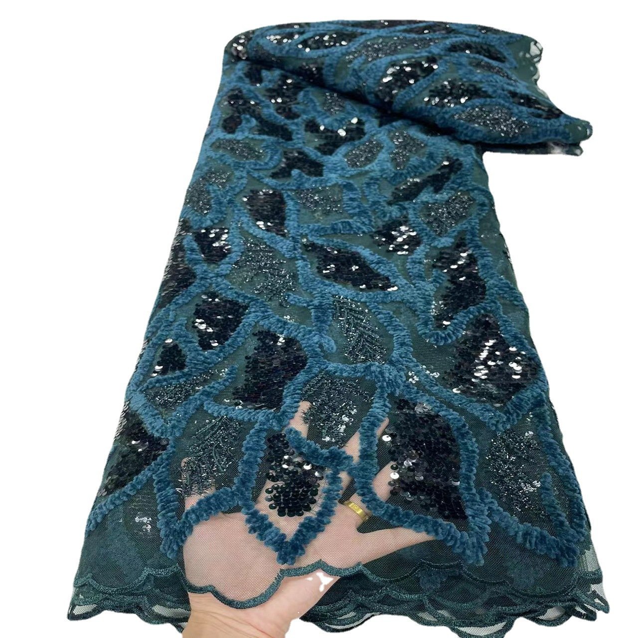 African Embroidery Sequins Mesh Beaded lace High Quality Beaded Lace French Sequin Lace Fabric For Party Dress