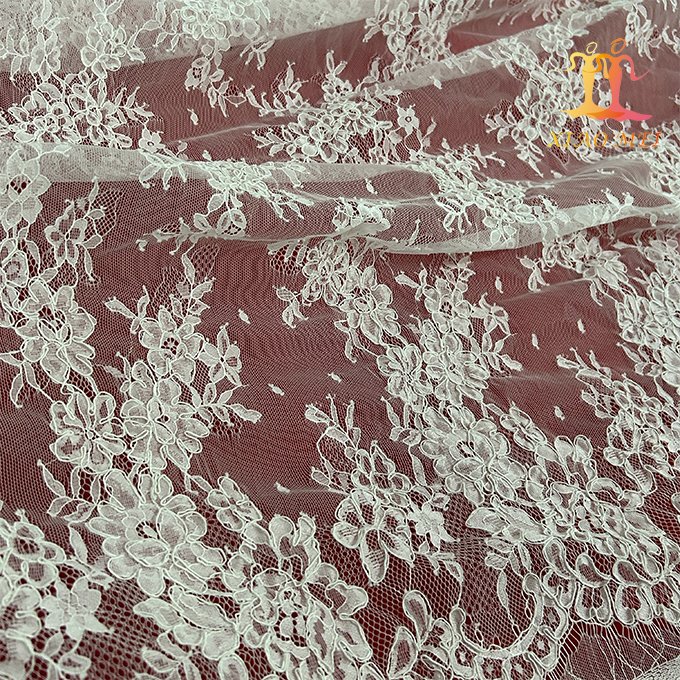 High- end chemical polyester French fancy bridal Cord lace fabric XM-FL0115-1